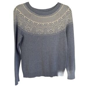 Croft & Barrow Petite Small Blue Fair Isle Sweater Cotton Blend